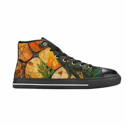 WOMEN'S Dinosaur Silhouette High Top Canvas Grunge Sneakers