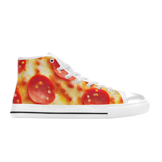 WOMEN'S Cc Pepperoni Pizza Cheese High Top Canvas Neon Fantasy Custom Shoes