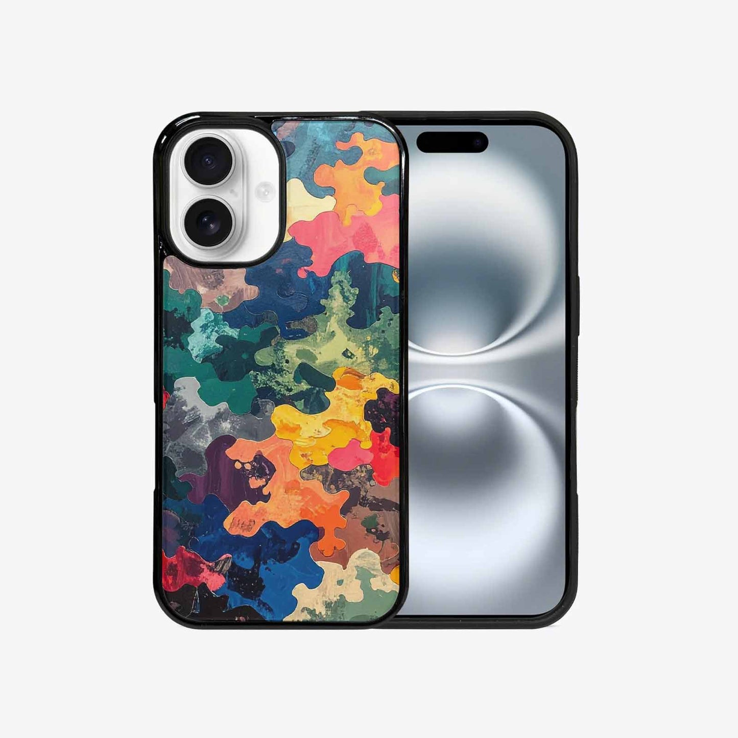 iPhone 16 Case — Camo Patches Full Color Vibrant Camo, Custom Art Phone Cover
