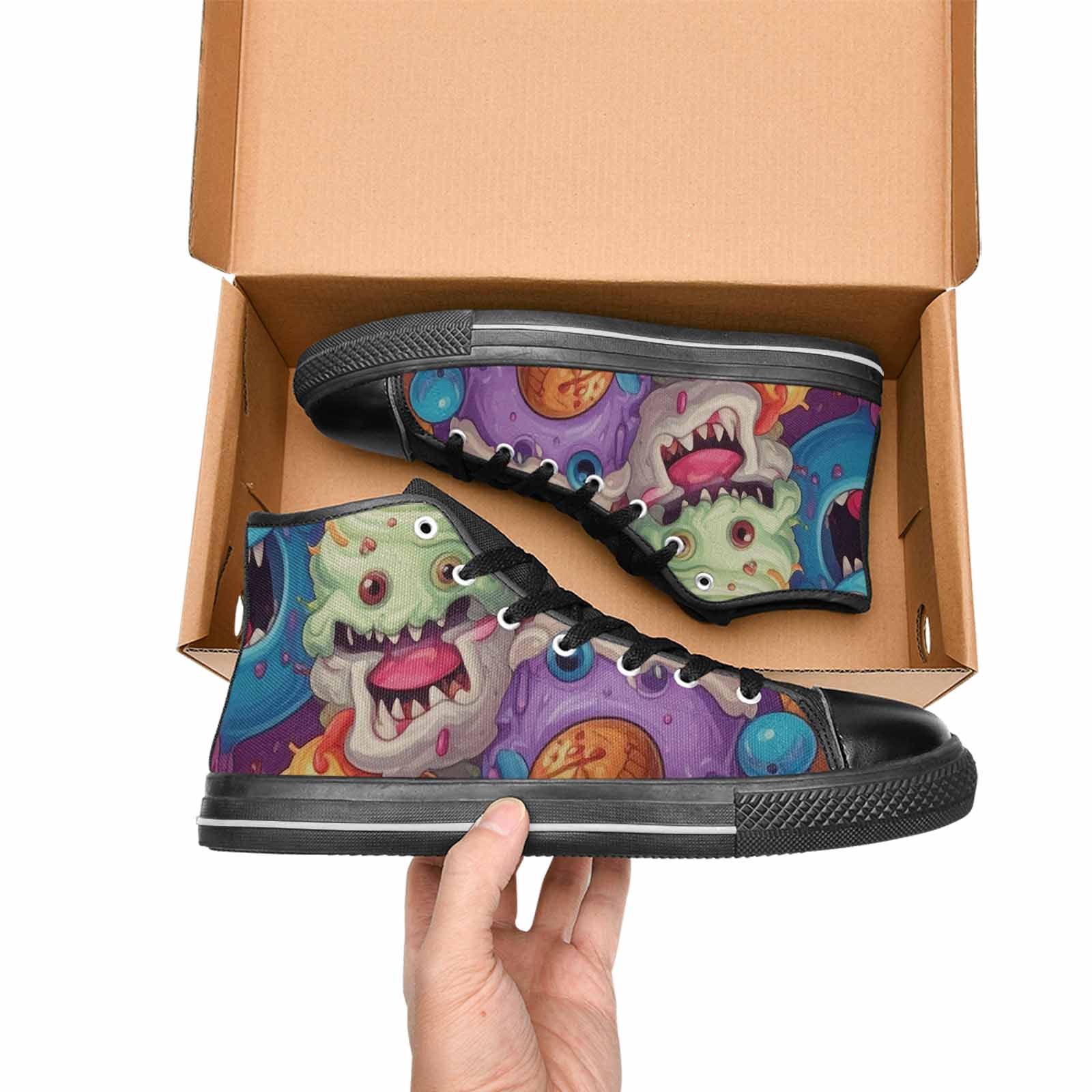 WOMEN'S Melting Icecream Cone Monster High Top Canvas Aesthetic Sneakers