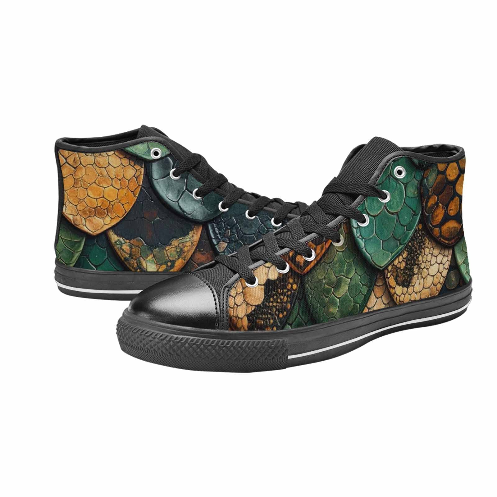 MEN'S Snake Skin Reptile High Top Canvas Wallpaper Art Shoes