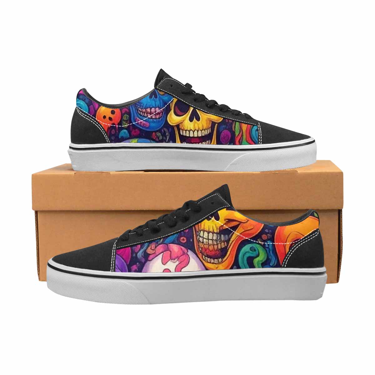 WOMEN'S Skeleton People Face Canvas Lace-Up Neon Fantasy Shoes