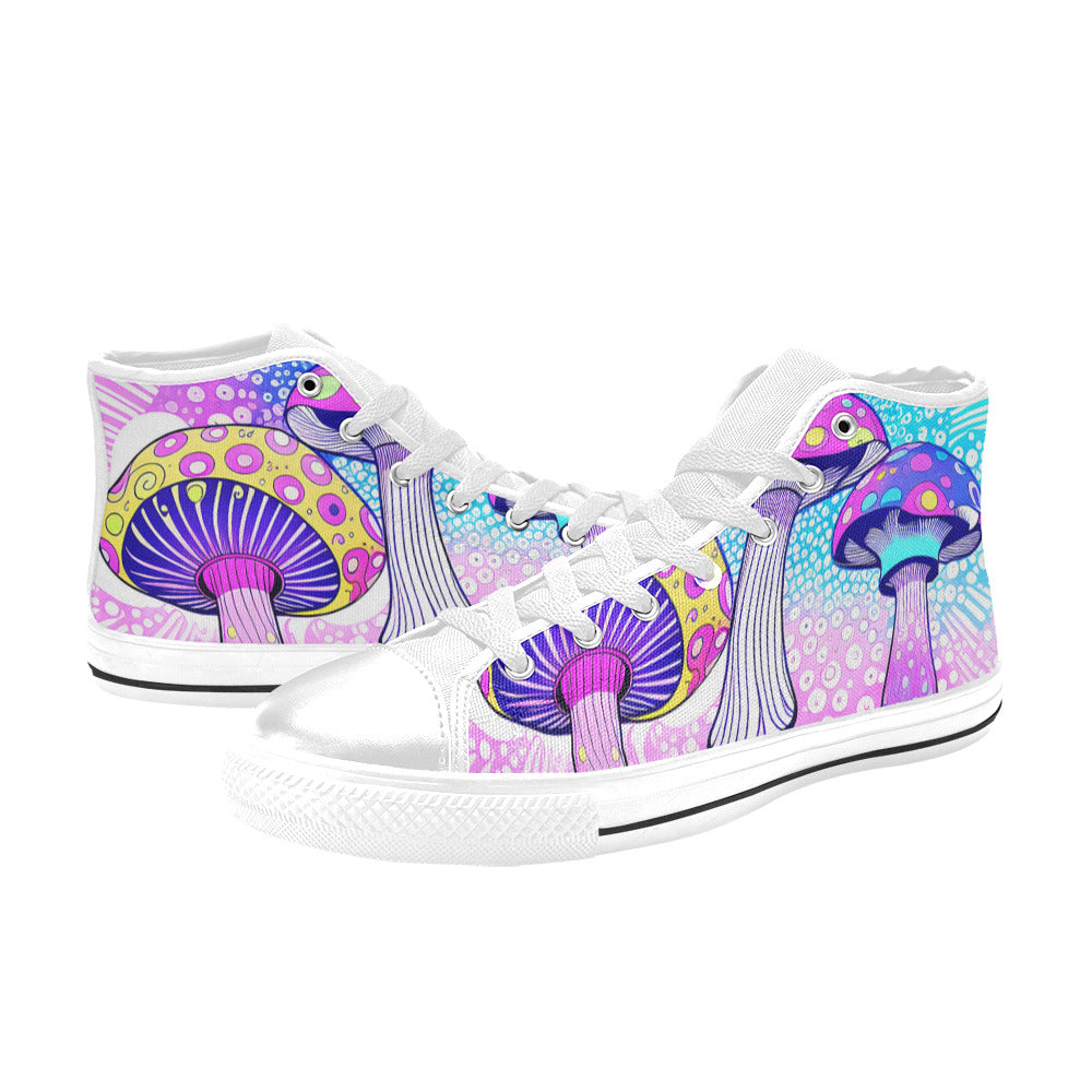 MEN'S Magic Mushrooms Art 2 High Top Canvas Grunge Shoes