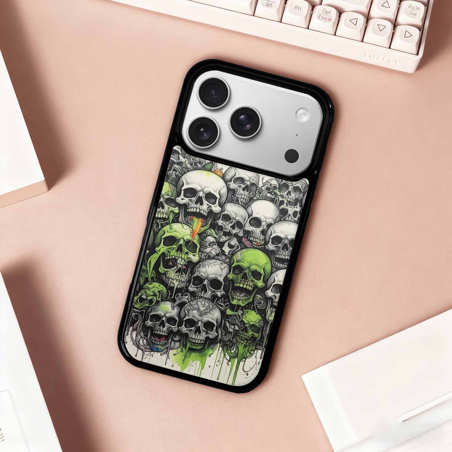iPhone 17 Pro Case — Black Green Ink Rainbow From Gothic, Personalized Phone Case