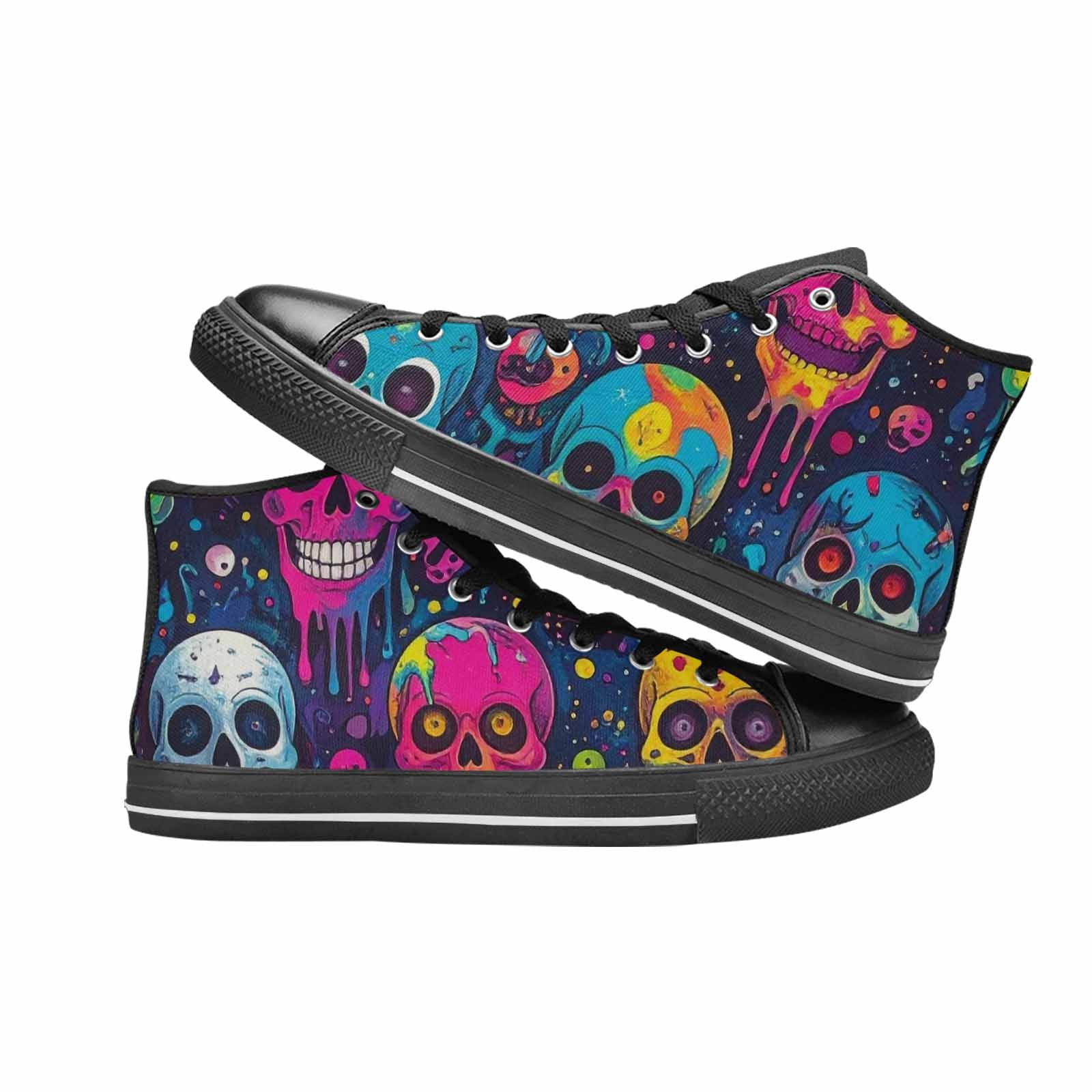 MEN'S Skeleton People Face High Top Canvas Grunge Sneakers