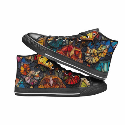MEN'S Stained Glass Kaleidoscope High Top Canvas Dark Academia Custom Shoes