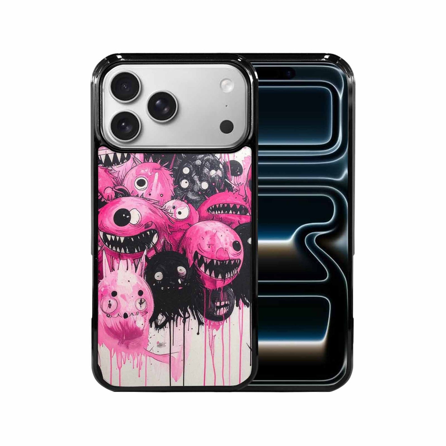 iPhone 17 Pro Max Case — Black &amp; Pink Ink Cartoon Cute, Custom Designed Case Cover