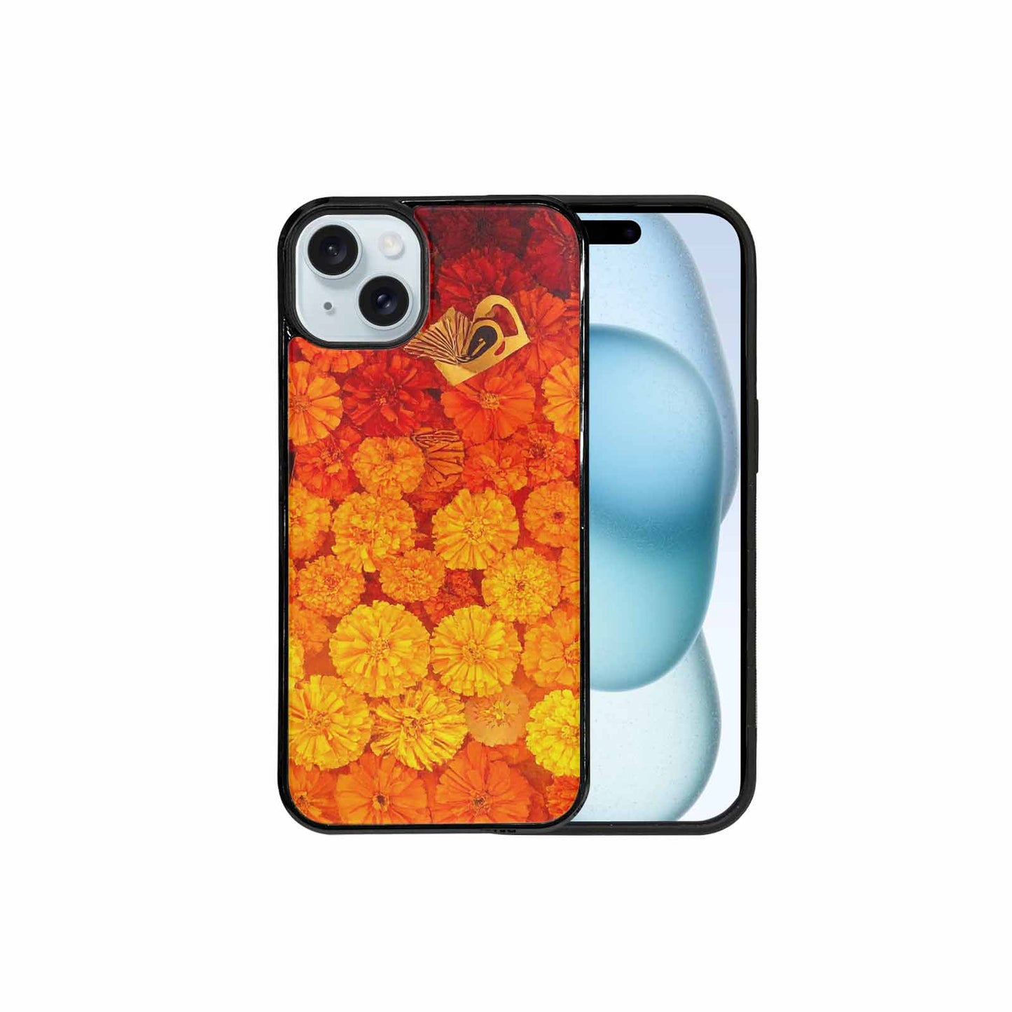 iPhone 15 Plus Case — Marigold Day Of The Dead Marigold, Custom Art Phone Cover