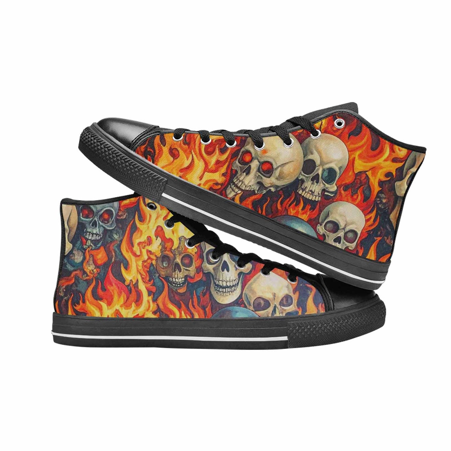 MEN'S Skulls - Flaming High Top Canvas Dark Academia Sneakers