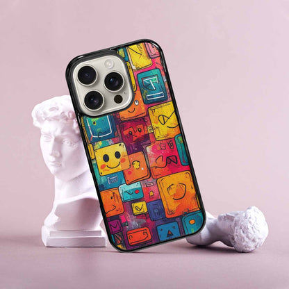 iPhone 16 Pro Case — Hand Drawn Icon Doodle Pattern Hundreds, Custom Art Phone Cover