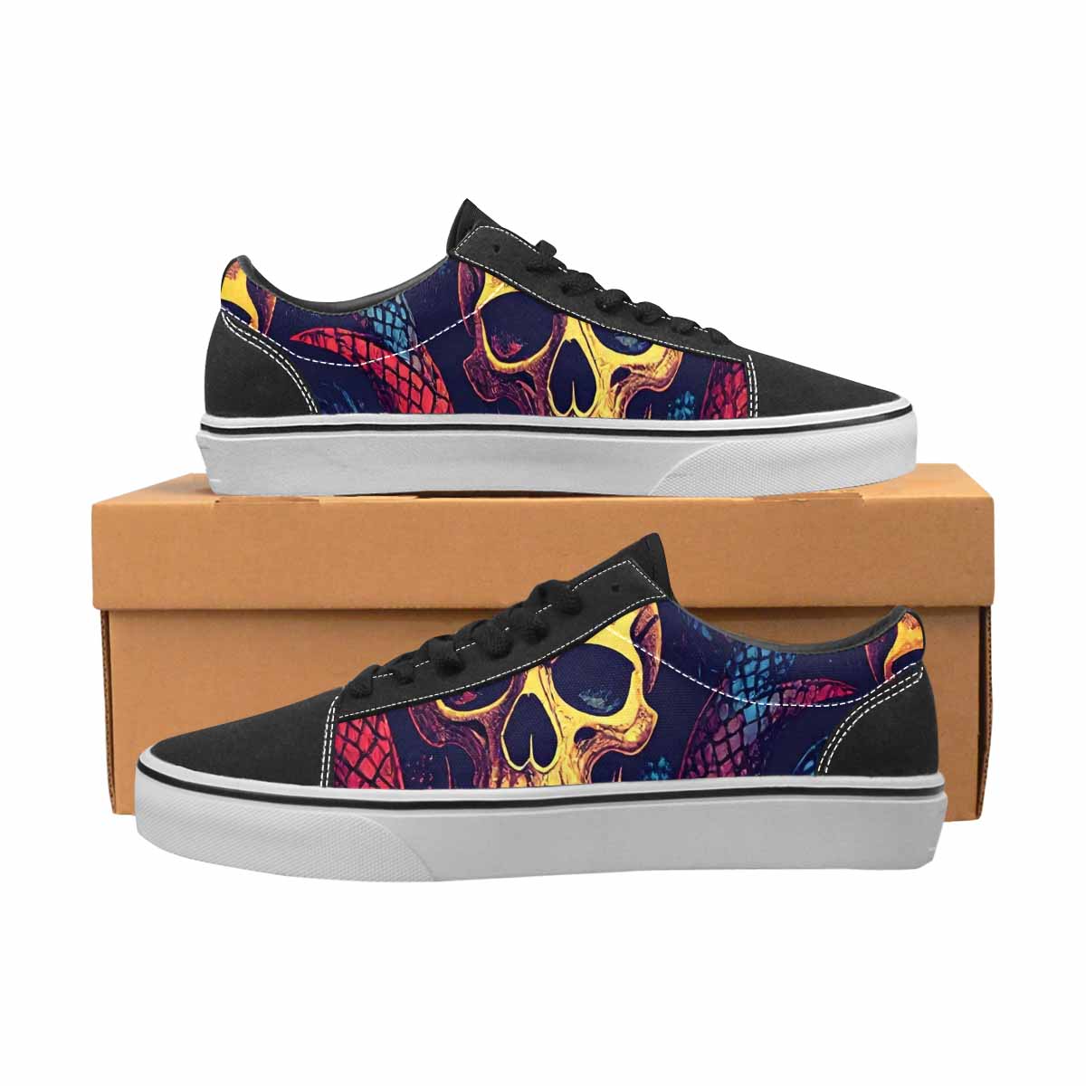 WOMEN'S Snake Skulls Print Canvas Lace-Up Dreamcore Shoes