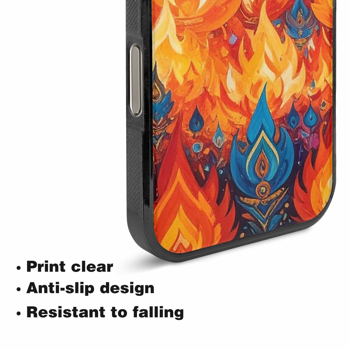 iPhone 16 Pro Max Case — Flame Burst Full Color Vibrant Flame, Custom Art Phone Cover