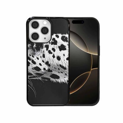iPhone 15 Pro Max Case — Leopard Print Black And White Style, Personalized Phone Case