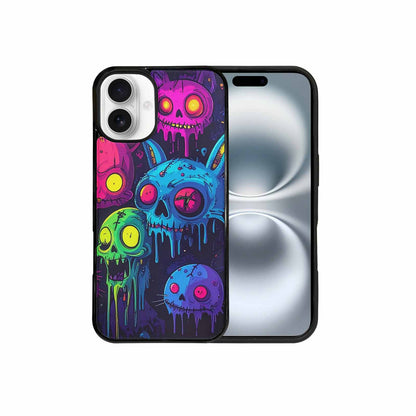 iPhone 16 Plus Case — Mixed Toxic Glow Creature Pattern Hundreds, Custom Printed Phone Case