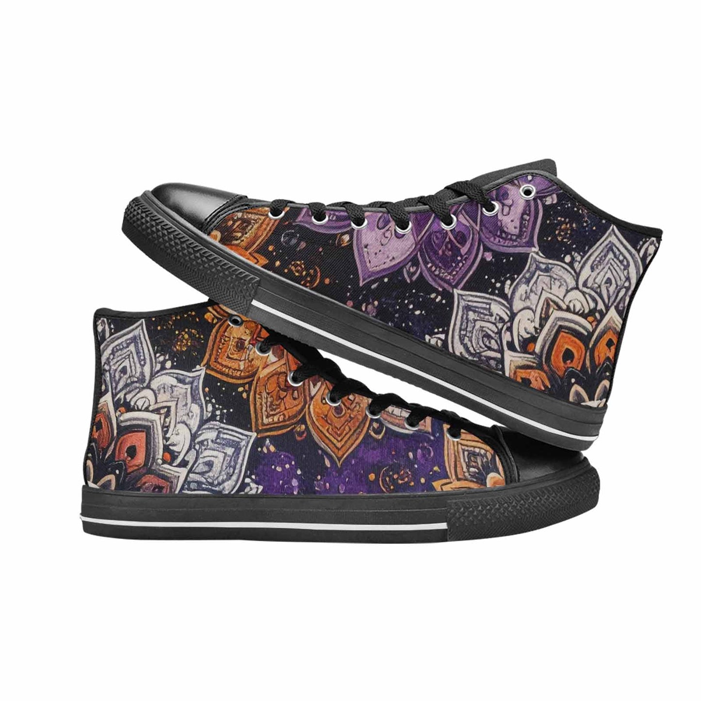 WOMEN'S Mandala High Top Canvas Neon Fantasy Custom Shoes