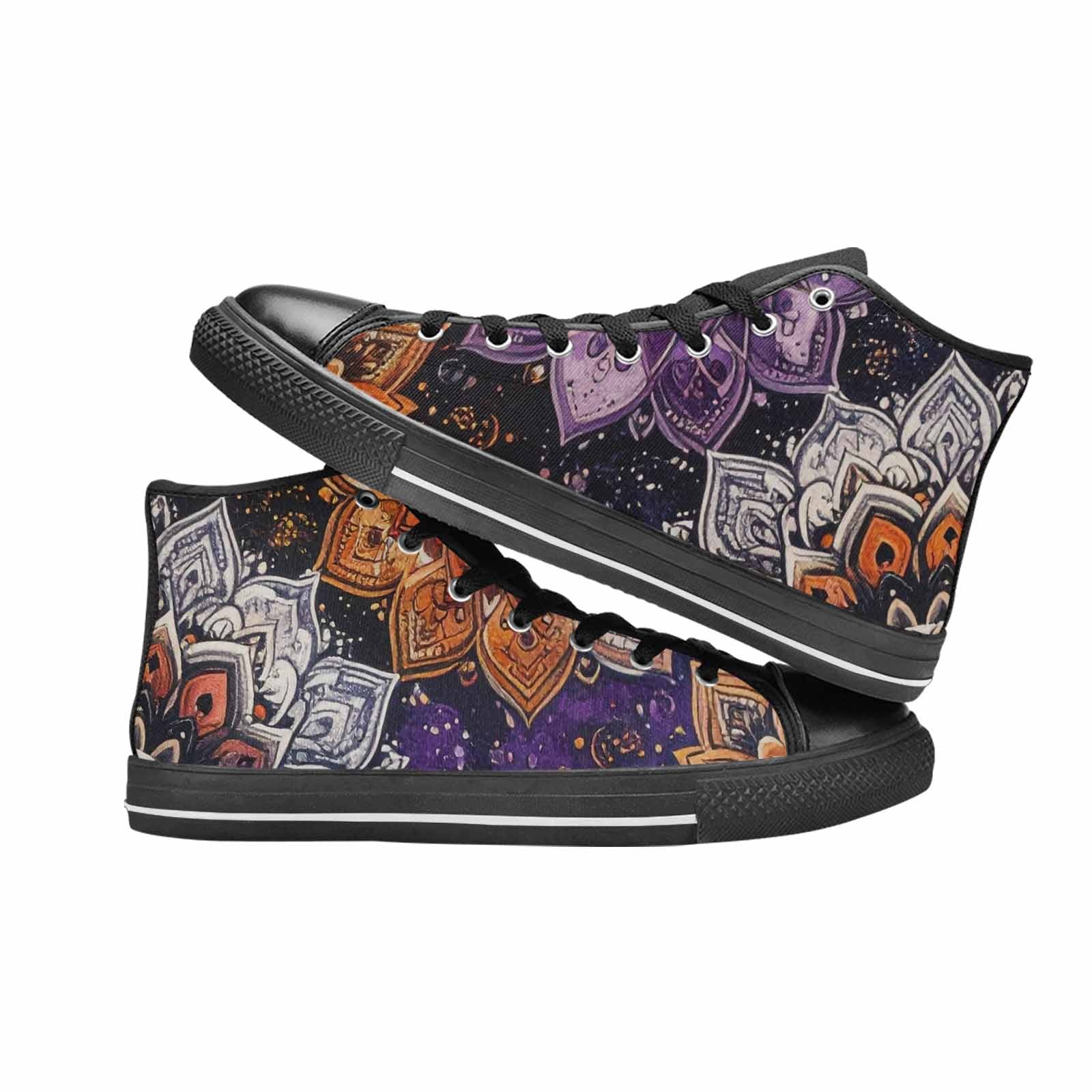 WOMEN'S Mandala High Top Canvas Neon Fantasy Custom Shoes
