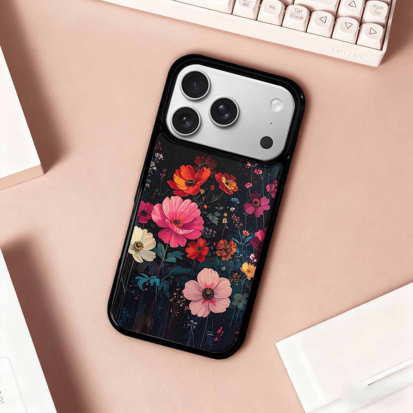 iPhone 17 Pro Case — Shadowy Glitch Floral Pattern Hundreds Floral, Unique Phone Case Design