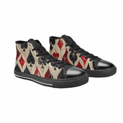 WOMEN'S Playing Card Suit High Top Canvas Neon Fantasy Sneakers