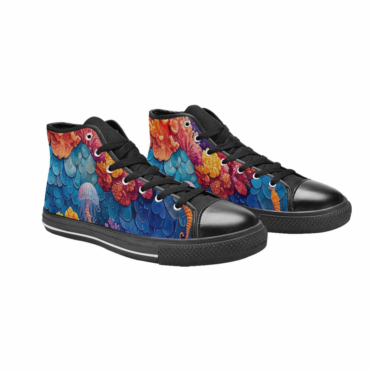 WOMEN'S Fish Scale Coral High Top Canvas Surreal Shoes
