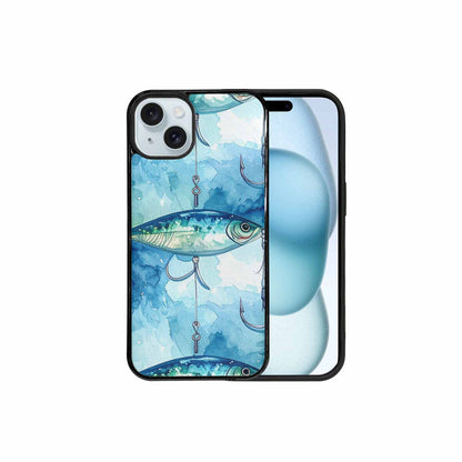 iPhone 15 Plus Case — Fishing Lure And Hook Pattern Seamless, Custom Print Case Cover