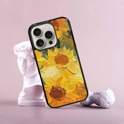 iPhone 16 Pro Case — Impressionist Sunflower Brushstroke Pattern Hundreds Of, Custom Made Phone Cover