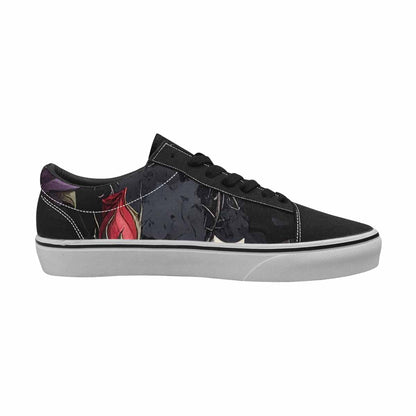 MEN'S Black Gothic Rose Canvas Lace-Up Dark Academia Custom Shoes