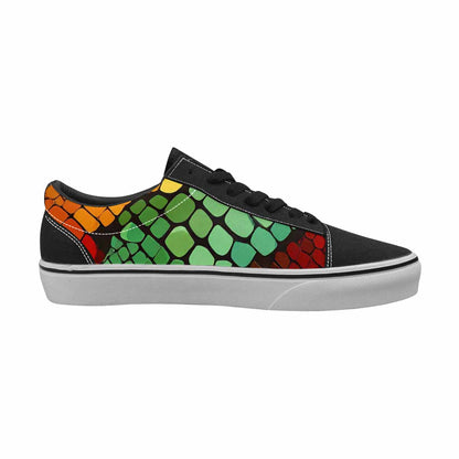 WOMEN'S Dark Snake Print Canvas Lace-Up Neon Fantasy Sneakers