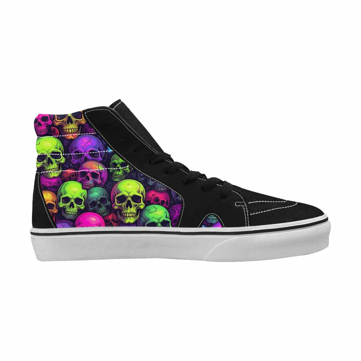 WOMEN'S Skulls - Neon High Top Canvas Dark Academia Custom Sneakers