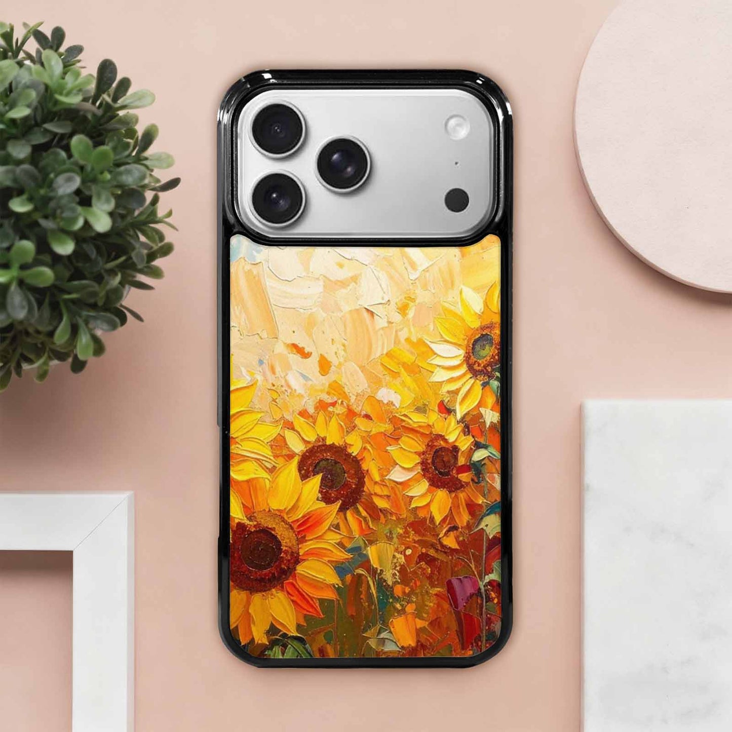 iPhone 17 Pro Max Case — Impressionist Sunflower Brushstroke Pattern Floral, Custom Art Phone Cover