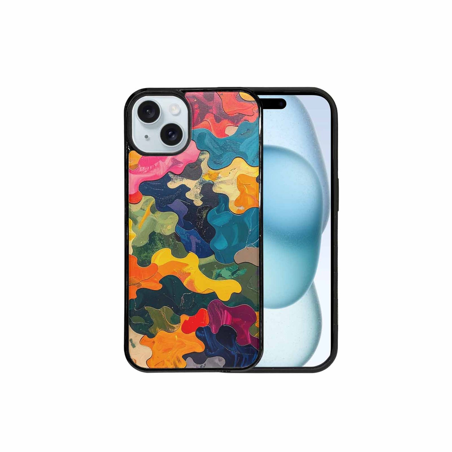 iPhone 15 Plus Case — Camo Patches Full Color Vibrant Camo, Customized Protective Case