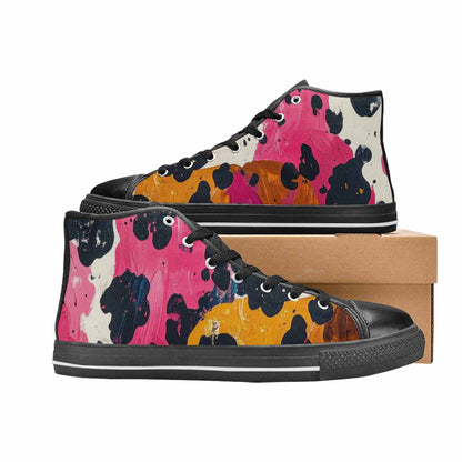 WOMEN'S Cow Animal Print High Top Canvas Cottagecore Shoes
