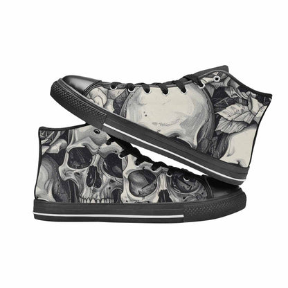 WOMEN'S Skulls Roses Pen Ink High Top Canvas Y2K Custom Sneakers