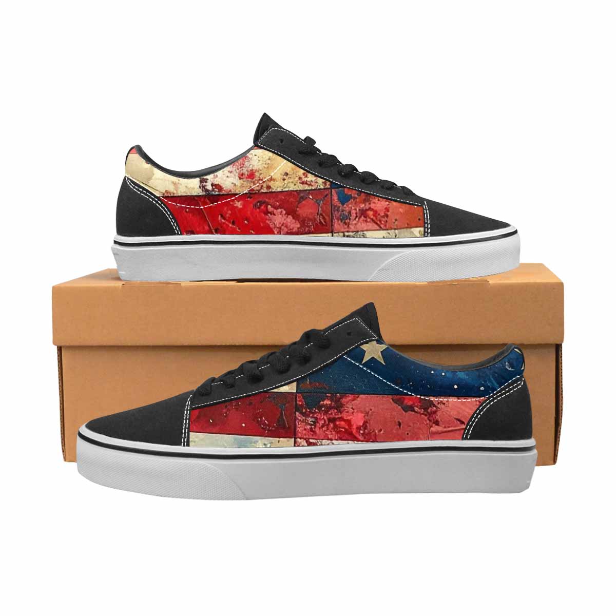 MEN'S American Flag Stars Canvas Lace-Up Grunge Custom Sneakers