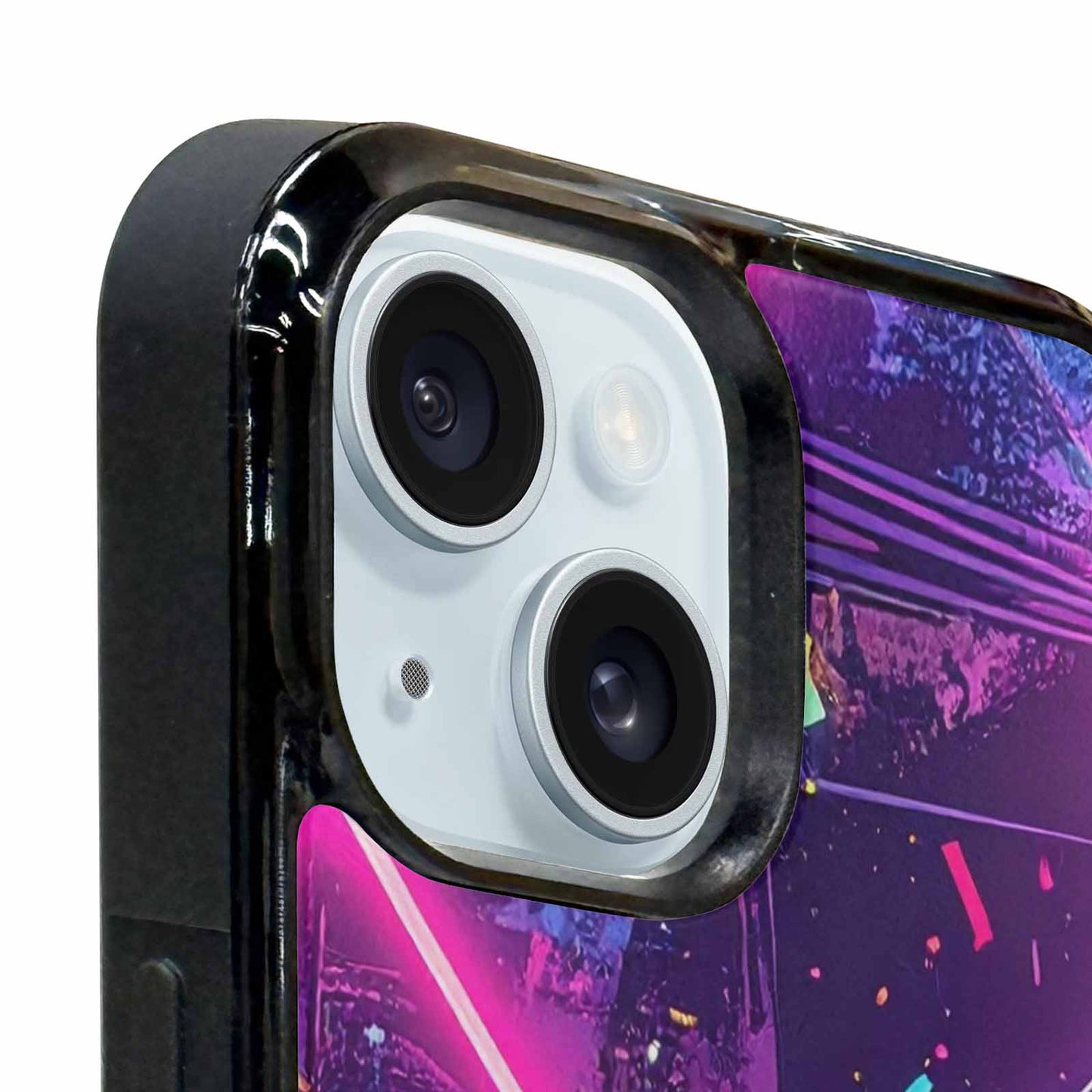 iPhone 15 Case — Neon Grid Confetti, Customized Protective Case