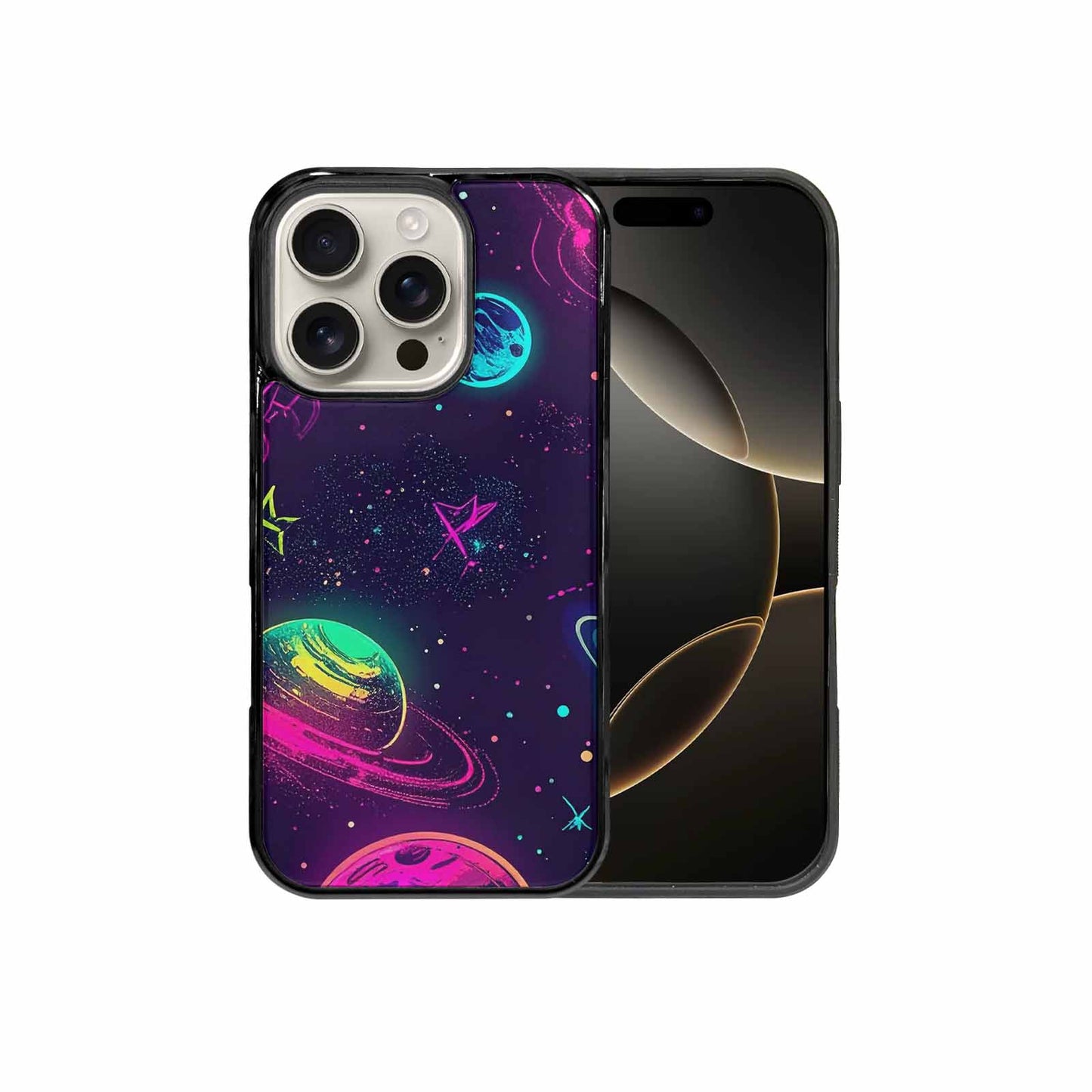 iPhone 16 Pro Case — Space Galaxy Astronaut Pattern Planets Stars, Custom Printed Phone Case