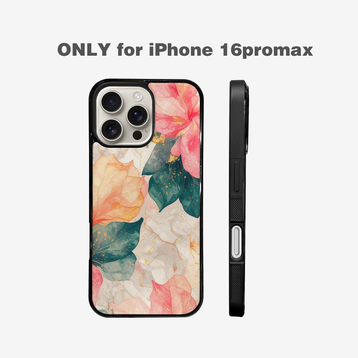 iPhone 16 Pro Max Case — Marble Floral, Custom Phone Case