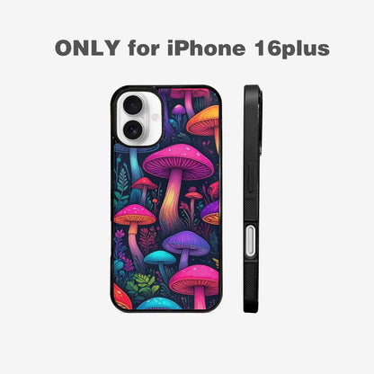 iPhone 16 Plus Case — Mushroom Psychedelic Art Seamless Pattern Vibrant, Custom Printed Phone Case