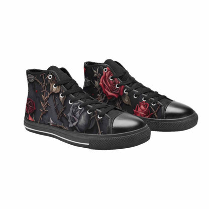 MEN'S Black Gothic Rose High Top Canvas Wallpaper Art Sneakers