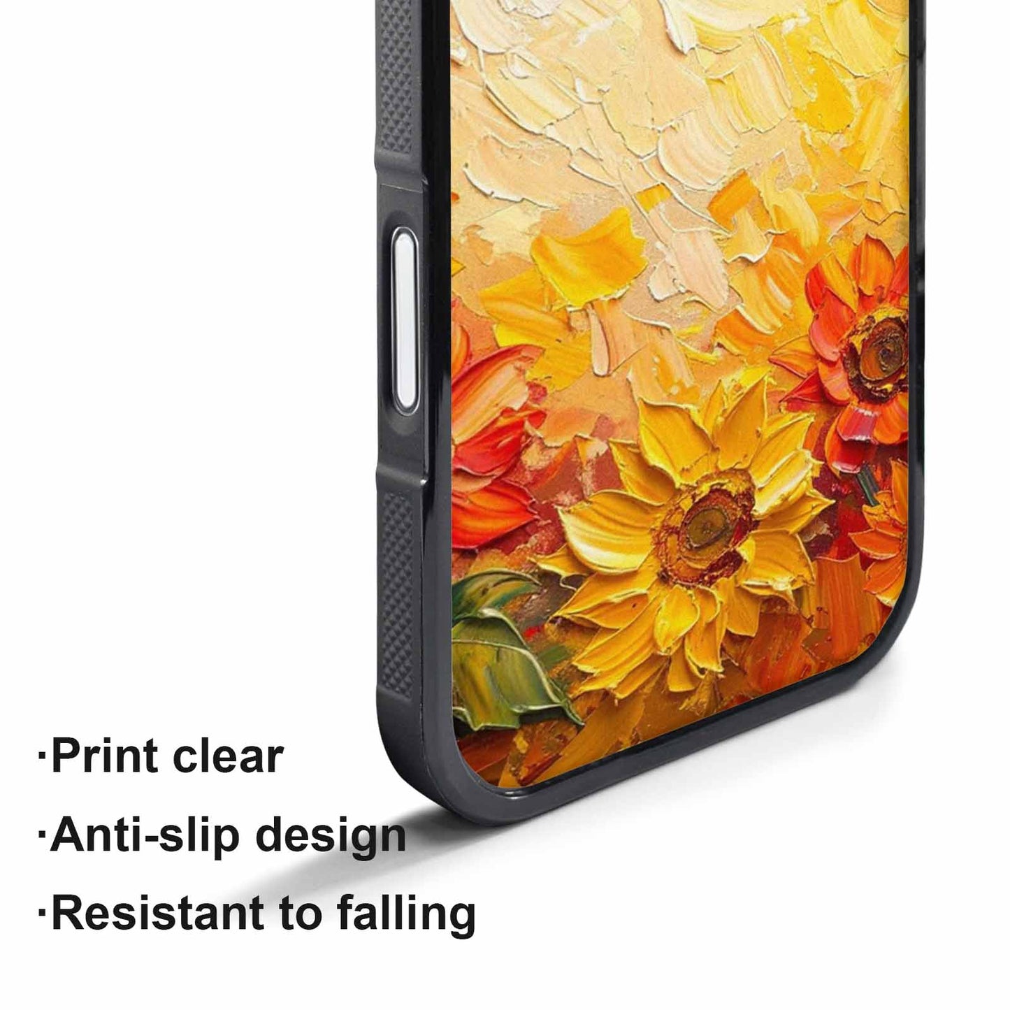 iPhone 17 Pro Case — Impressionist Sunflower Brushstroke Pattern Hundreds Floral, Custom Phone Case