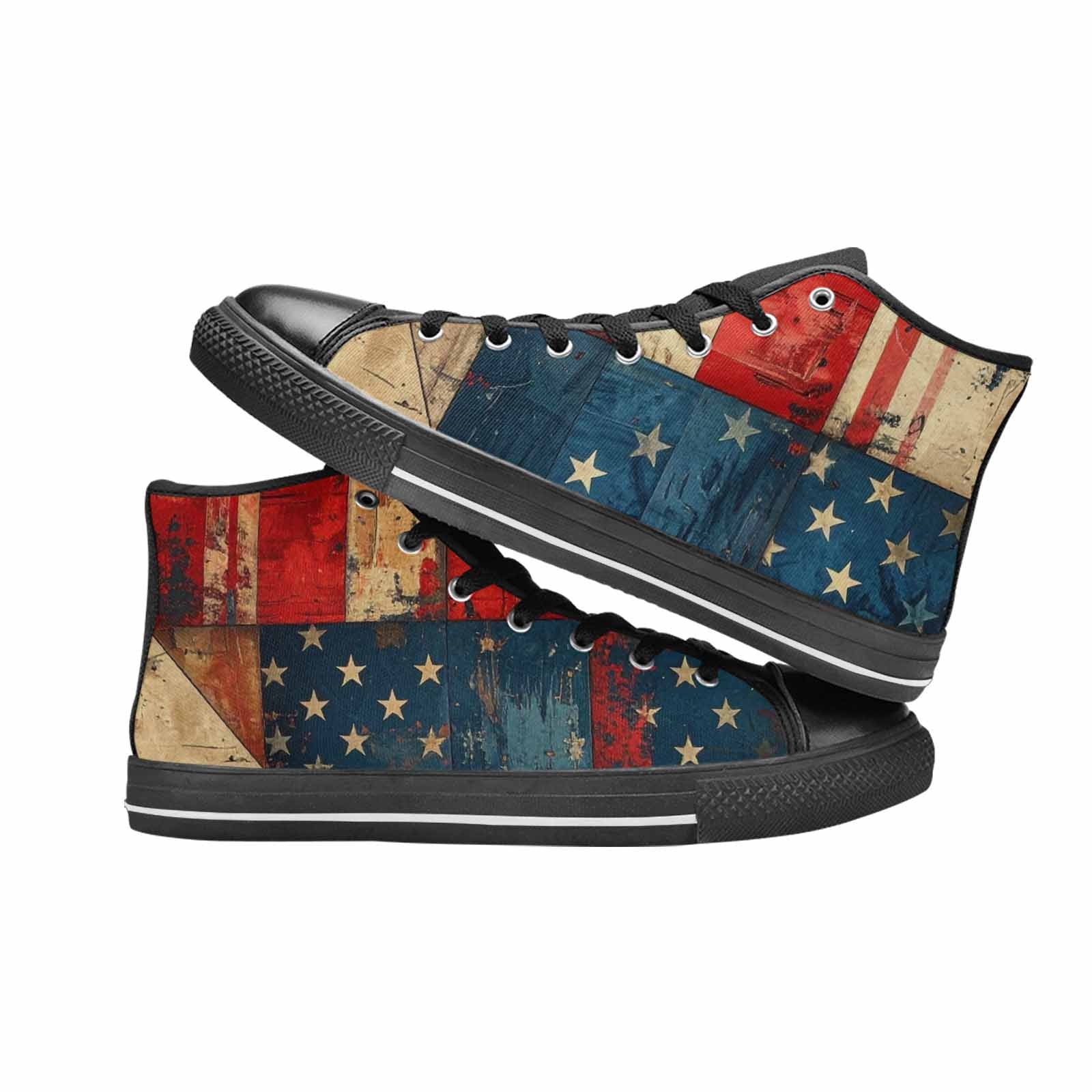 MEN'S American Flag Stars High Top Canvas Vivid Custom Sneakers