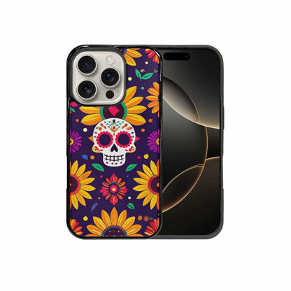 iPhone 16 Pro Case — Sunflowers And Skulls, Unique Phone Case Design
