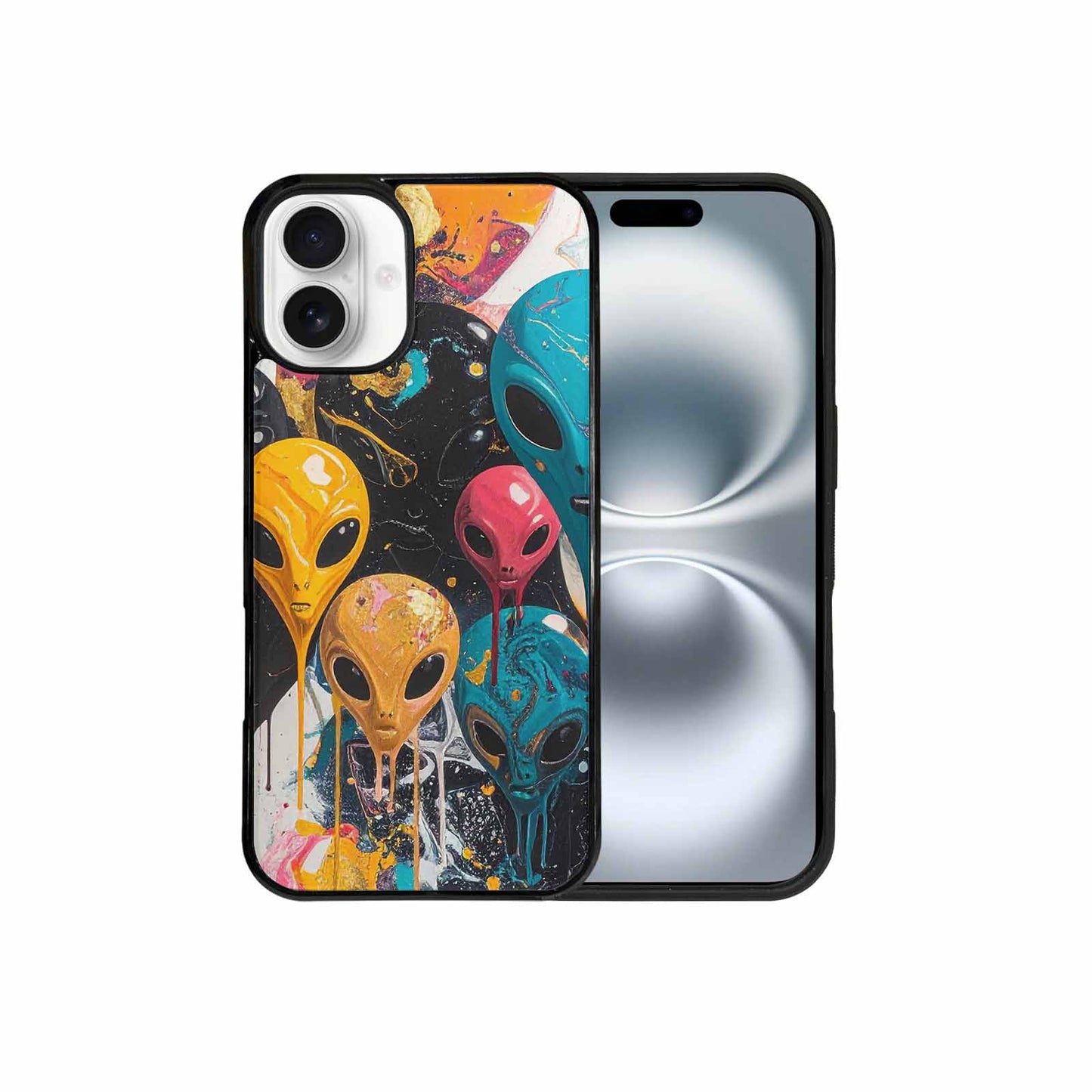 iPhone 16 Plus Case — Aliens Marblealiens Pattern, Custom Phone Case