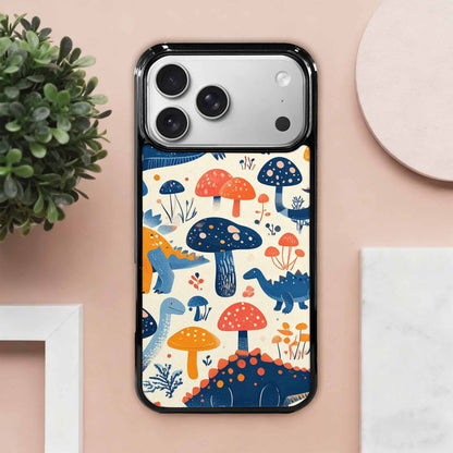iPhone 17 Pro Max Case — Vintage Dinosaurs Mushroom Retro Vintage, Custom Printed Phone Case