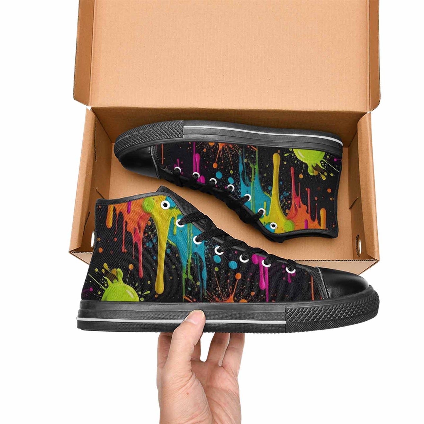 MEN'S Paint Splatter High Top Canvas Grunge Shoes