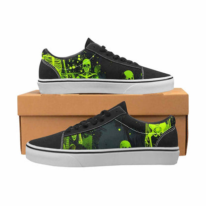 WOMEN'S Skeletons × Neon Green Lace-Up Canvas Surreal Custom Shoes