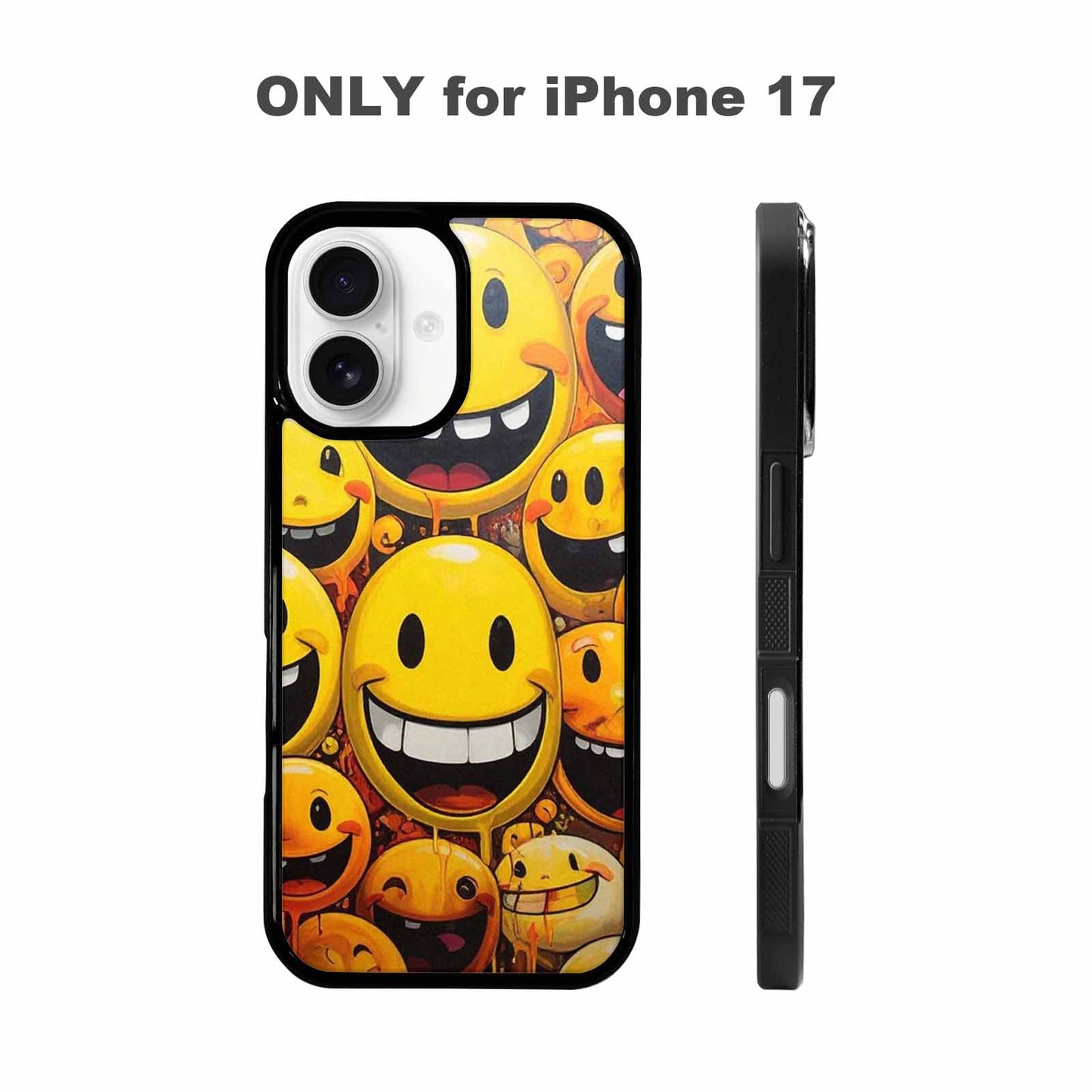 iPhone 17 Case — Melting Moon Smiley Original Art, Custom Phone Case