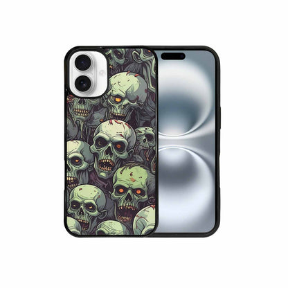 iPhone 16 Plus Case — Zombie Head Pattern Hundreds Of Small, Custom Print Case Cover