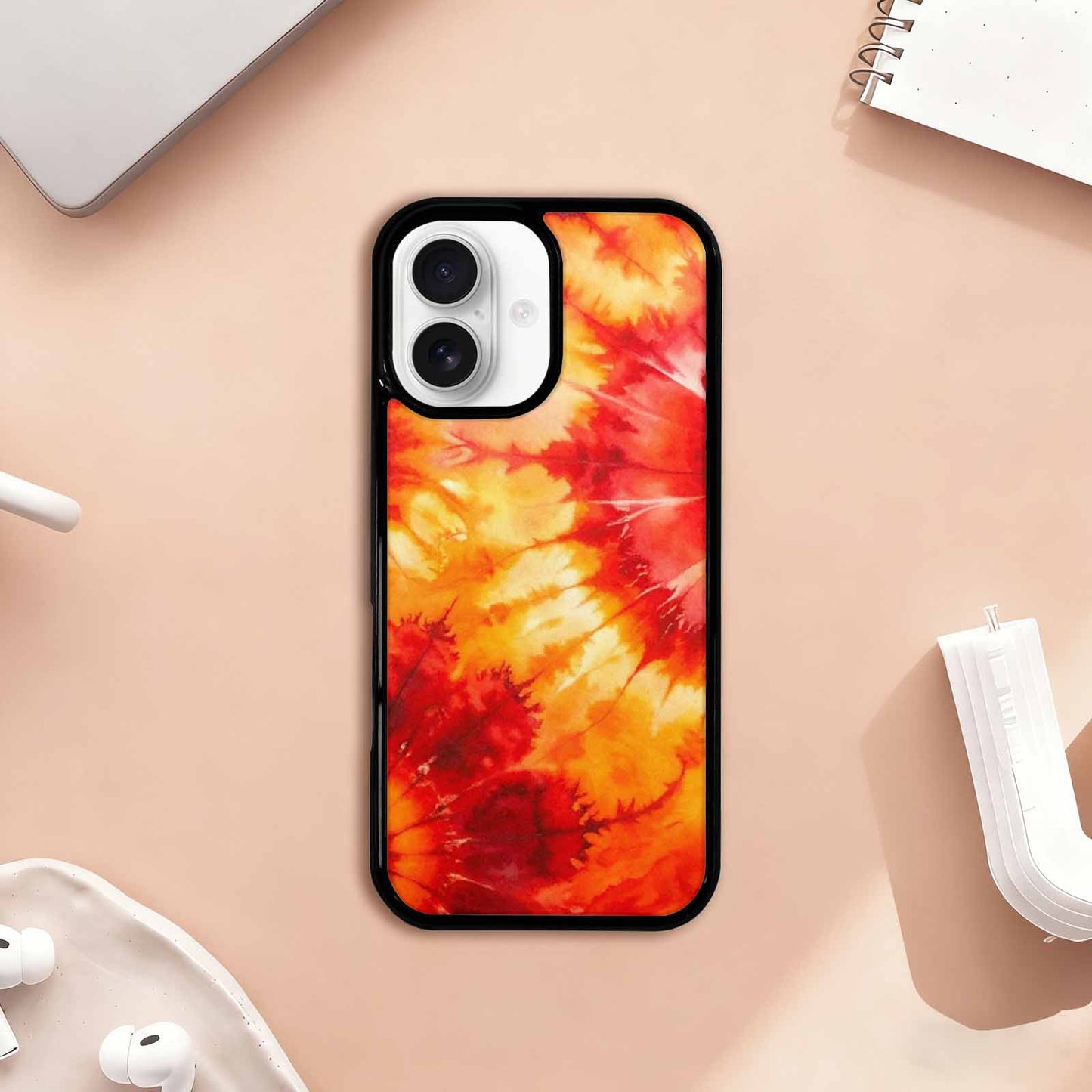 iPhone 17 Case — Tie Dye Red Orange Tie Dye, Custom Designed Case Cover