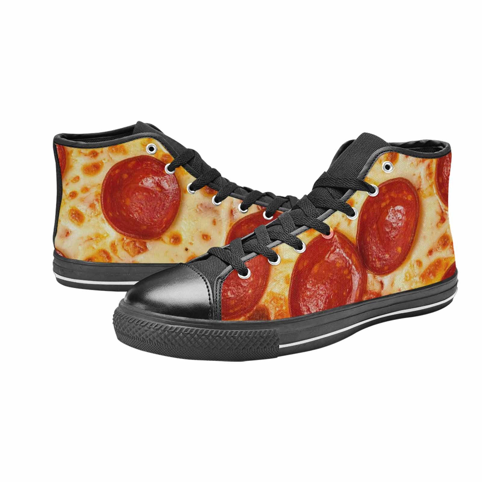 MEN'S Pepperoni Pizza Print High Top Canvas Grunge Sneakers