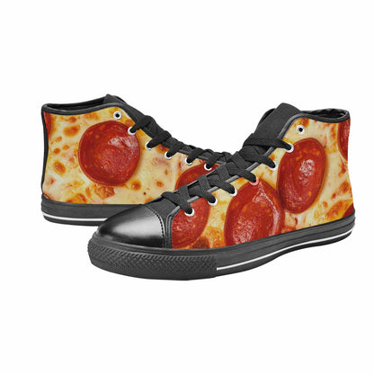 MEN'S Pepperoni Pizza Print High Top Canvas Grunge Sneakers
